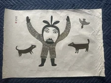 Kingmeata 1973 Cape Dorset Stone Print “Shaman’s Dance”