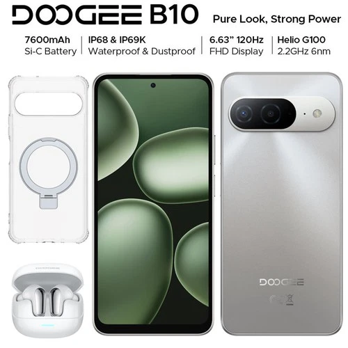 DOOGEE B10 4G LTE Rugged Smartphone Android 16 Fashion Mobile NFC TWS Earbuds