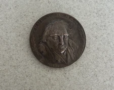 Ernest Renan French Bronze Medal Medallion by Anna Bass 68mm Plaque