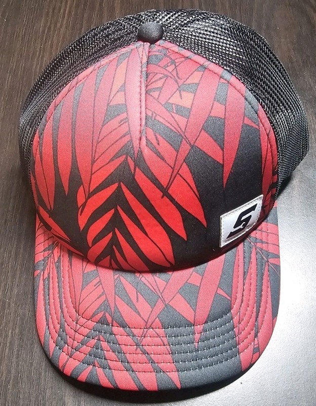 New Snap On Tools Trucker Snapback Hat Tropical Print With "S" Logo Red & Black