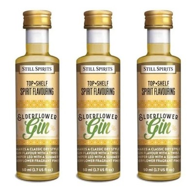 Still Spirits Top Shelf Elderflower Gin Essence Flavours 50ml (3 Pack)