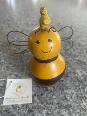 NWT Meadowbrooke Gourds Bumble Bee Gourd w/Wire Wings~Yellow & Black~Smiley Face