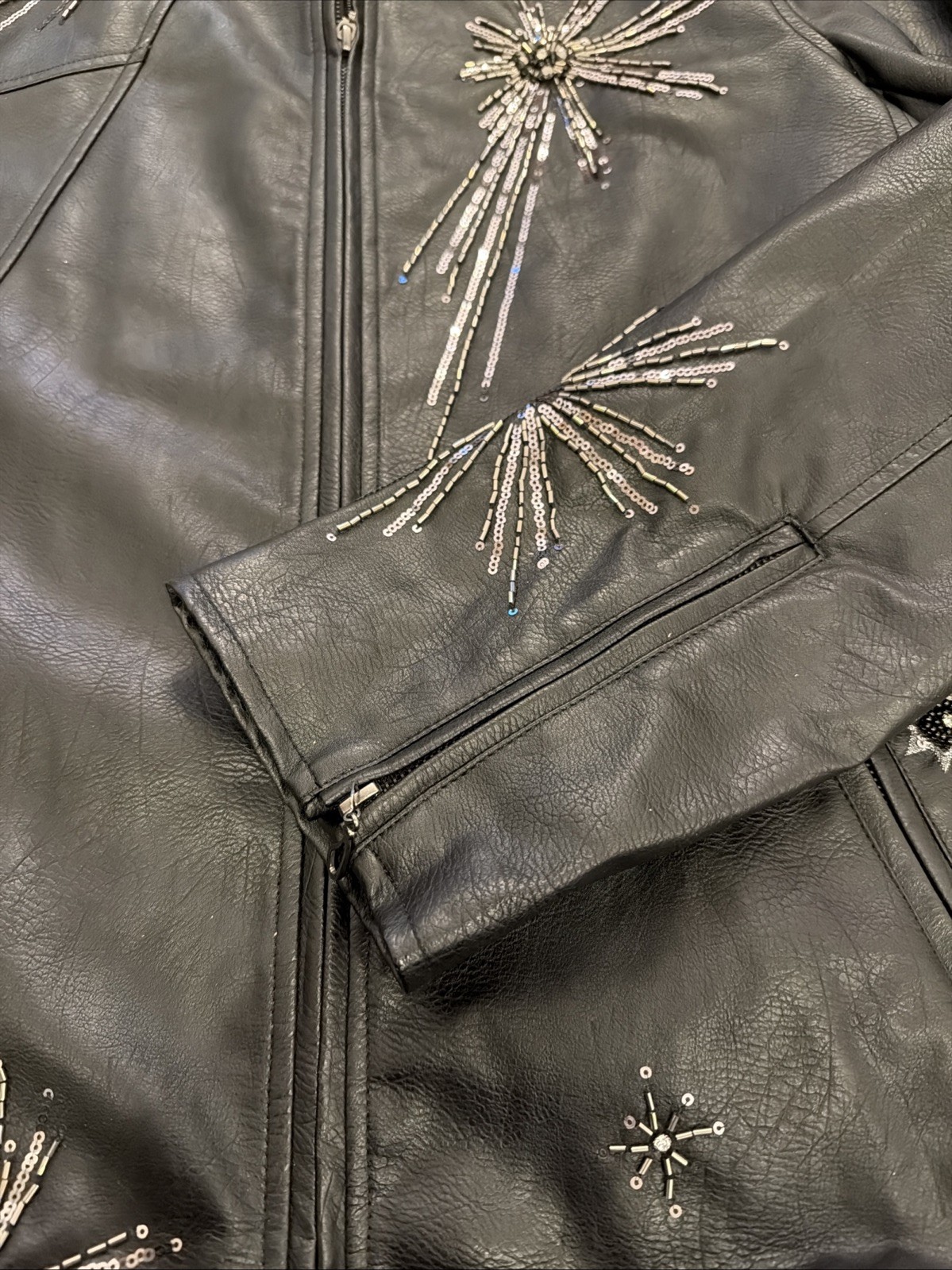 Ameri-Mode Black Faux Leather Rhinestone Starburs… - image 5