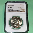 1953-S Franklin Half Dollar 50C Silver San Francisco NGC MS63 Cert 6449581-005