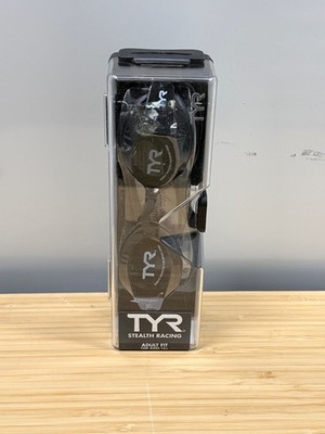 TYR Swim Goggles Adult Stealth Racing Anti-Fog Low Profile Removable Nosebridges