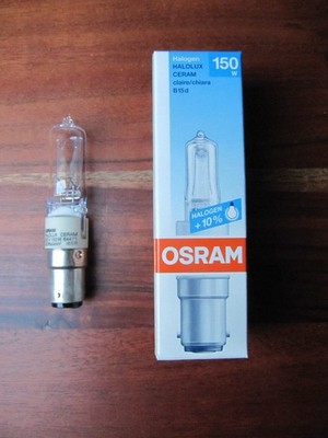 ECHTE OSRAM HALOLUX CERAM B15d 150W 64471 KL KLAR MADE IN GERMANY 64498 DIMMBAR