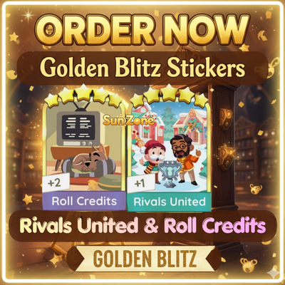 #ad Stickers Monopoly Go Golden Blitz 5⭐ Rivals United amp; Roll Credits Sticker 🌻 $6.89
