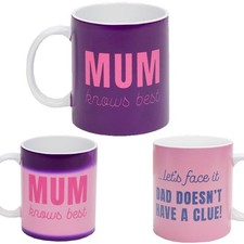 Now or Never Keramik W&auml;rmewechselbecher Pink/Purple &bdquo;Mum Knows Best&ldquo;