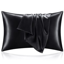 Soft Satin Pillowcase, 2 Pack King 20x36, Skin Hair Protection, Black