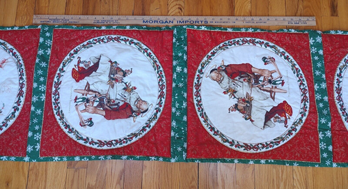 Christmas Norman Rockwell Santa Quilted Handmade Table Runner 66" X 16.5" - Picture 4 of 21