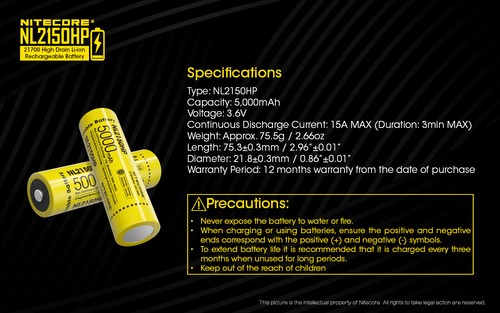 NiteCore NL2150HP - 1 pieza - Imagen 10 de 11