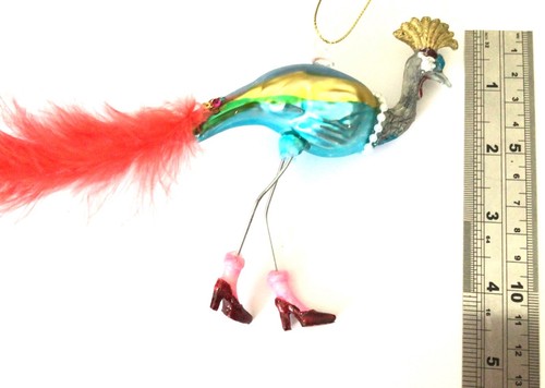 Peacock bird in high heel stiletto shoes Red feather hanging decoration ornament - Bild 12 von 12