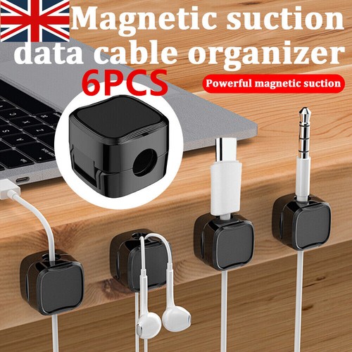Lot de 6 Clips de Gestion de Câble Magnétique, Support Cordon de Charge Électrique Téléphone UK - Photo 5/18