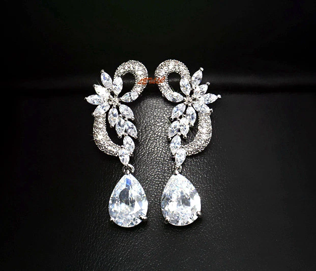 Pendientes araña gota 5ct circonita cúbica simulado rubí zafiro esmeralda Foto 2 de 4