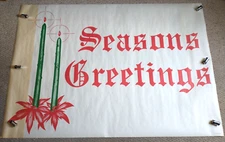Vintage 1985 'Seasons Greetings' Large 52" Christmas Holiday Wall Poster Decor!