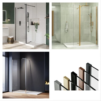 AQUADART Wet Room Walk In Enclosure Shower Screen 800mm Flipper 8mm Nano Easy Clean Glass