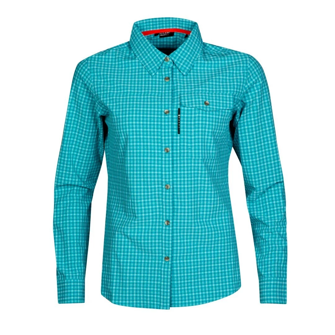 Halti Leiri Check LS Shirt Women Light Long Sleeve Outdoor Shirt for Women Blue