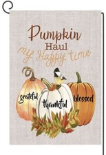 Garden Flag Custom Decor 12.5x18 In Fabric Fall Outdoor Pumpkin Haul Fall