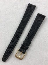 Nos Kreisler Genuine Lizard 13mm Ladies Black Stitched Padded Watch Band W85
