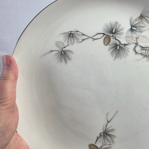 TWO Fine China of Japan Pine Song Dinner Plates Gray Pinecones & Needles - Picture 11 of 13