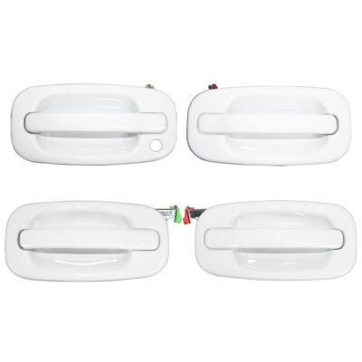 4x New Exterior Olympic White Painted Door Handle Set For 1999-2007 Silverado