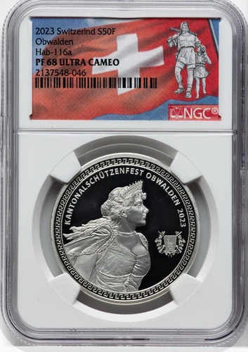Switzerland 2023 50 Francs Obwalden Shooting Festival NGC PF 68 Ultra Cameo