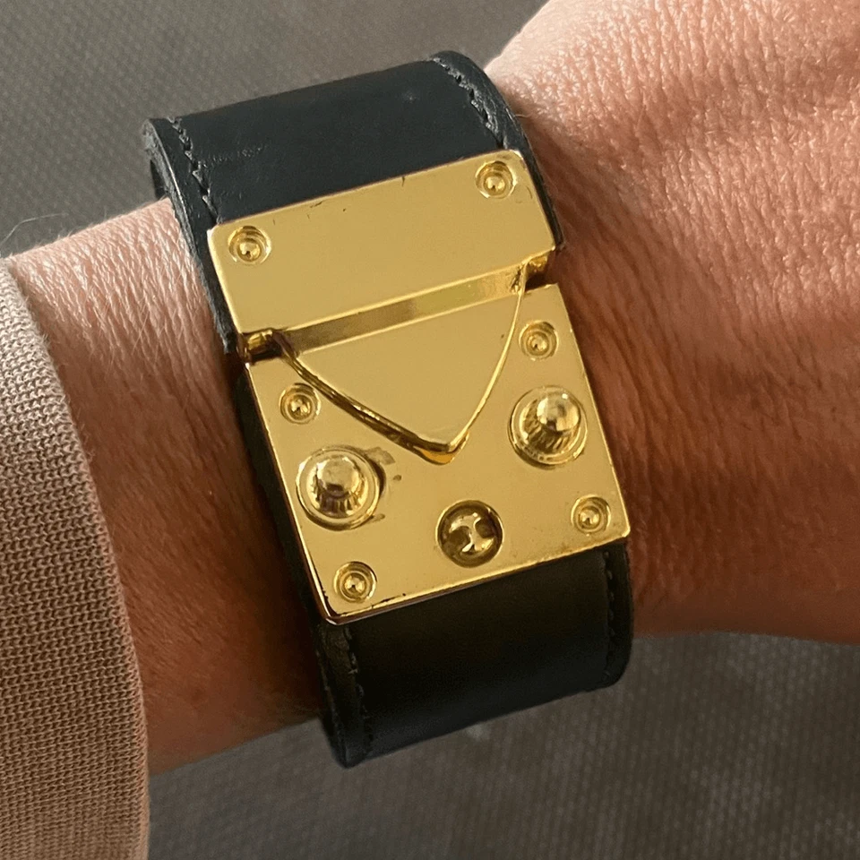 CC Skye Black Leather Kenzie Lock Bracelet - Image 2 of 4