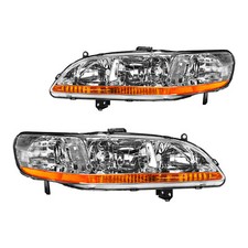 Pair Housing Headlights For 1998-2002 Accord Headlamps Replacement Chrome
