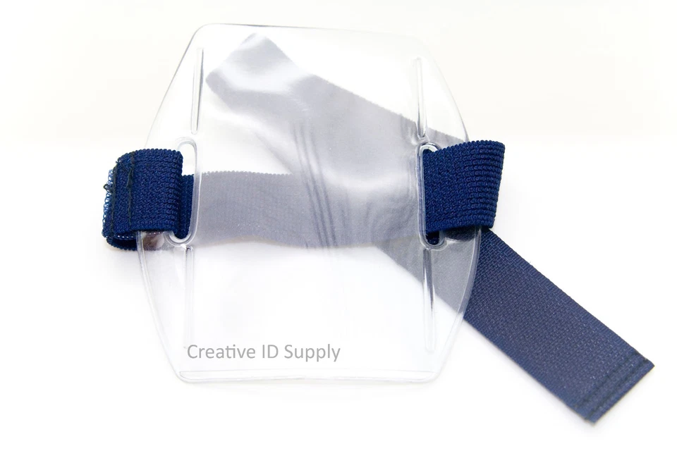 Arm Band ID Badge Holder Vertical with Elastic NAVY BLUE Strap - Pack of 100 - Image 3 of 4