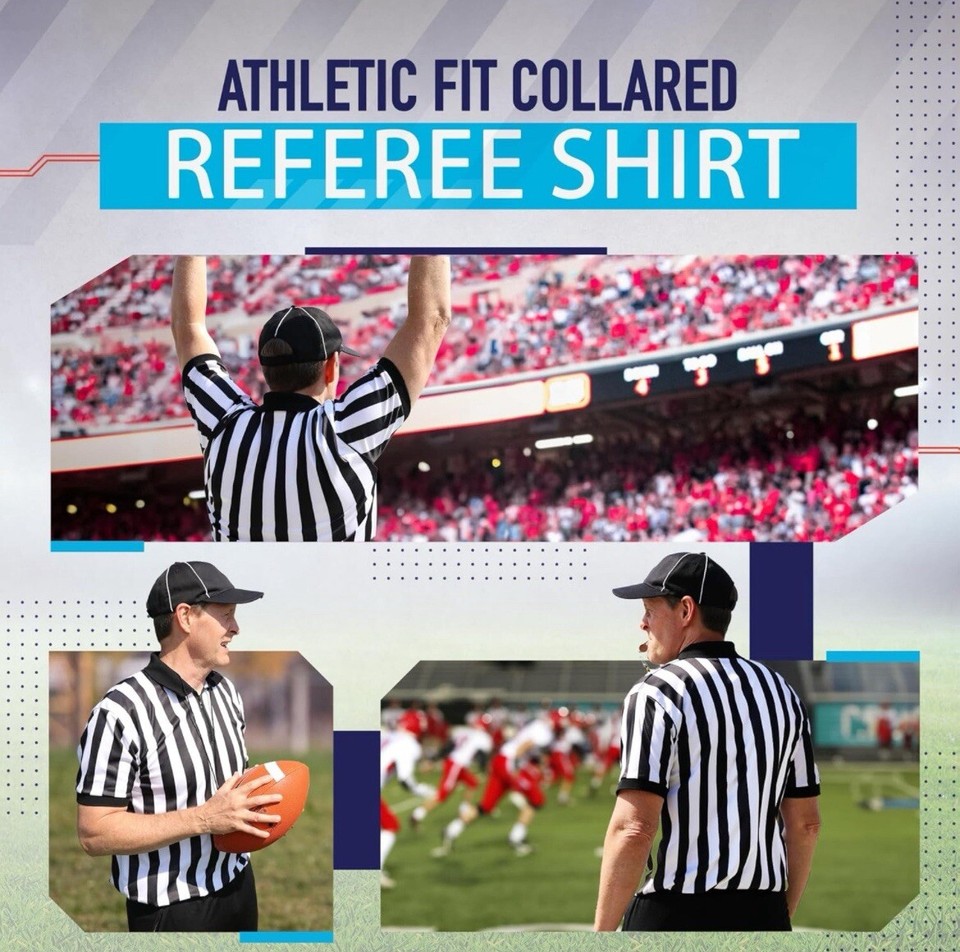 Mens Referee Shirt Official V-Neck Black And White Stripe Jersey For Football | UK