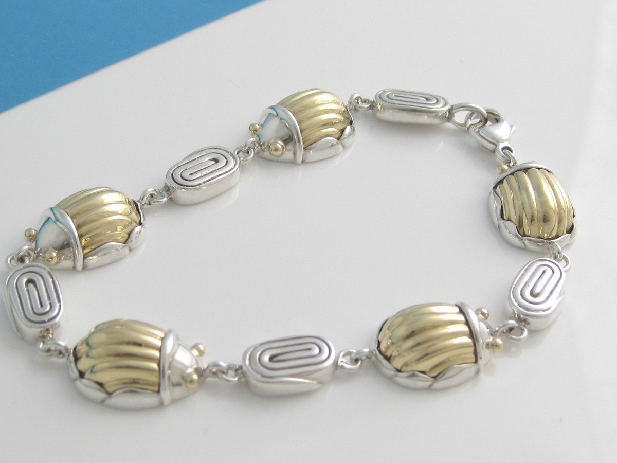 Tiffany & Co RARE Silver 18K Gold Gold Scarab Bee Bug Bracelet