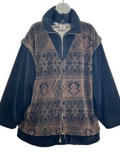 Vtg 90's Denali Fair Isle Skier Print Peplum Teddy Jacket Sz L
