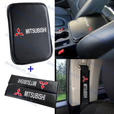 #ad #ad For MITSUBISHI Embroidery Center Armrest Cushion Mat Pad w Seat Belt Cover Set $17.88