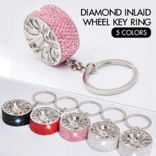 Bling Diamond Rhinestones Wheel Keychain Car Tire Key Ring Key Chain Accessories