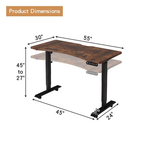 Computer Height Adjustable Electric Standing Desk 55" -Curved Office Gaming Desk - Picture 9 of 43