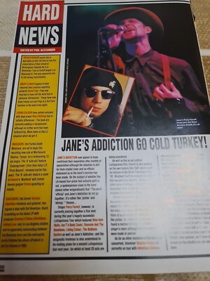 Vintage JANE'S ADDICTION PERRY FARRELL DAVE NAVARRO A4 POSTER RAW CLIPPING