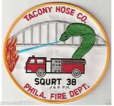 Philadelphia  Squrt-38  "Tacony Hose Co.", PA (4" round size) fire patch