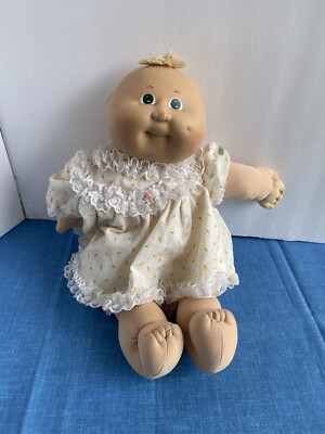 cabbage patch doll green dress baby eyes, Blonde Tuft 1978 /1982 dimple john galliano cocktail dress
