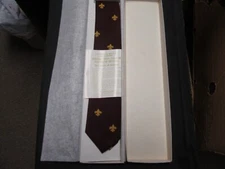 BSA Official Men's Necktie for Civilian Wear, 1960-70's  Gold FDL on Maroon