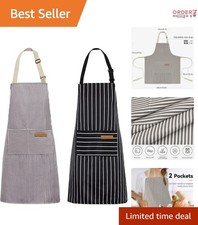 2 Pack Kitchen Aprons Adjustable Bib Chef Apron with Pockets for Men Women