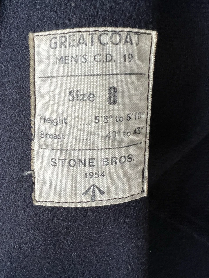 Gran abrigo de lana de doble botonadura original de la década de 1950 con fecha de defensa civil británica 40-43 Foto 3 de 4