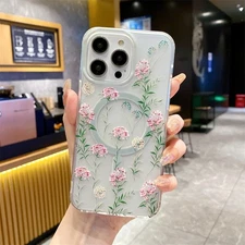 Shockproof Flower Magsafe Magnetic Phone Case For iPhone 16 Pro Max 15 14 13