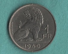 1940 BELGIUM ONE 1 FRANC - coin