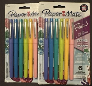 Paper Mate Flair Felt Tip Pens, .7mm, Nature Escape Scented. 2 pks of 6