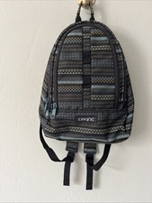 Dakine Cosmo 6.5L mini Backpack pockets. Geometric pattern blues.