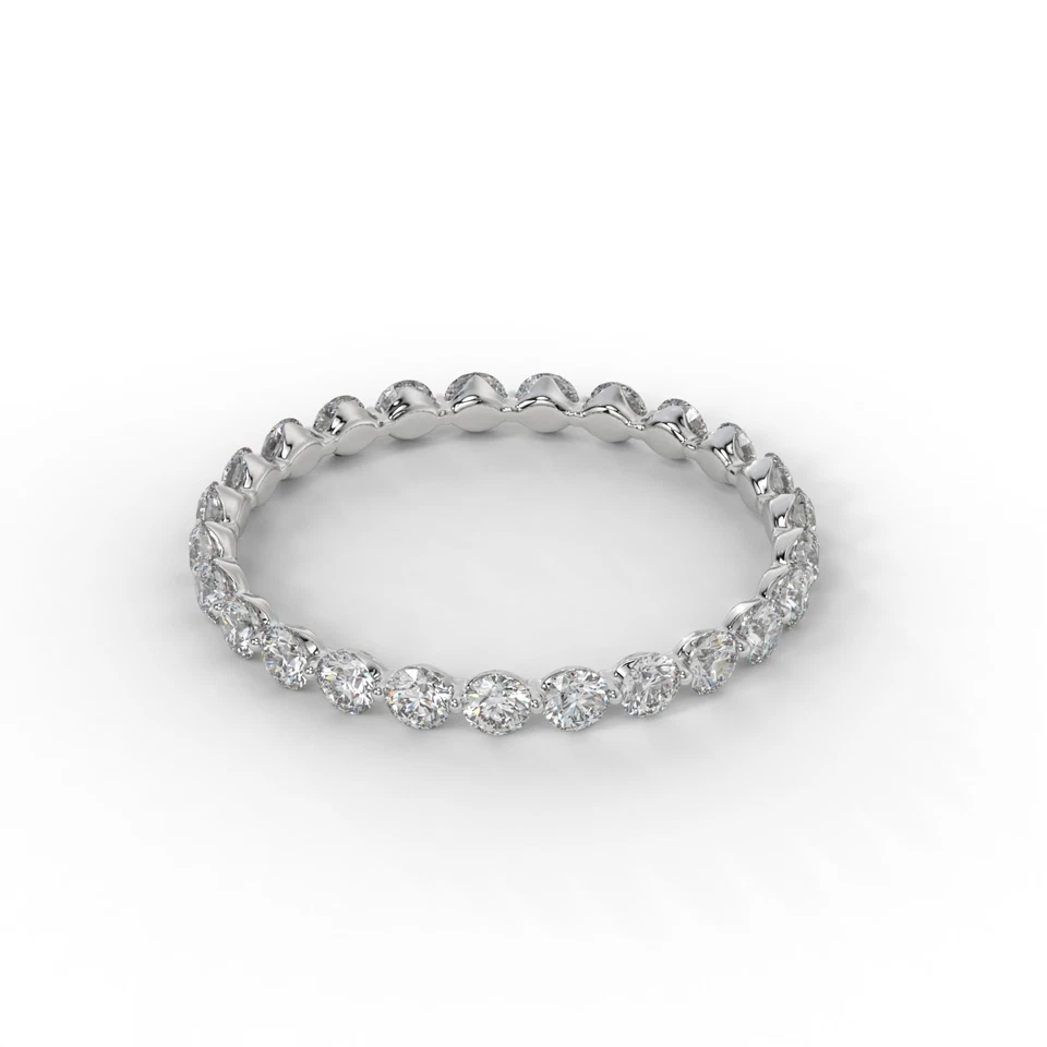 Pulseira de eternidade total, pulseira redonda de diamante cultivada em laboratório, ouro maciço 14K - Imagem 2 de 4