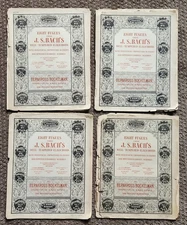 J.S. BACH'S EIGHT FUGUES Well-Tempered Clavichord SHEET MUSIC (Lot of 4) 1890