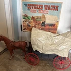 Vintage Marx Johnny West Covered Wagon w/ Horse, Harness and Box - 1967 READ