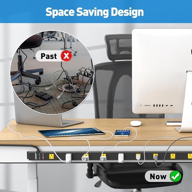 12 Outlet Power Strip Surge Protector Mountable 6ft Extension Cord Heavy Duty US