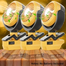 1X-3X Cooling Fan Jobsite Fan Camping Fan For Dewalt 20V Li-Ion Battery Cordless